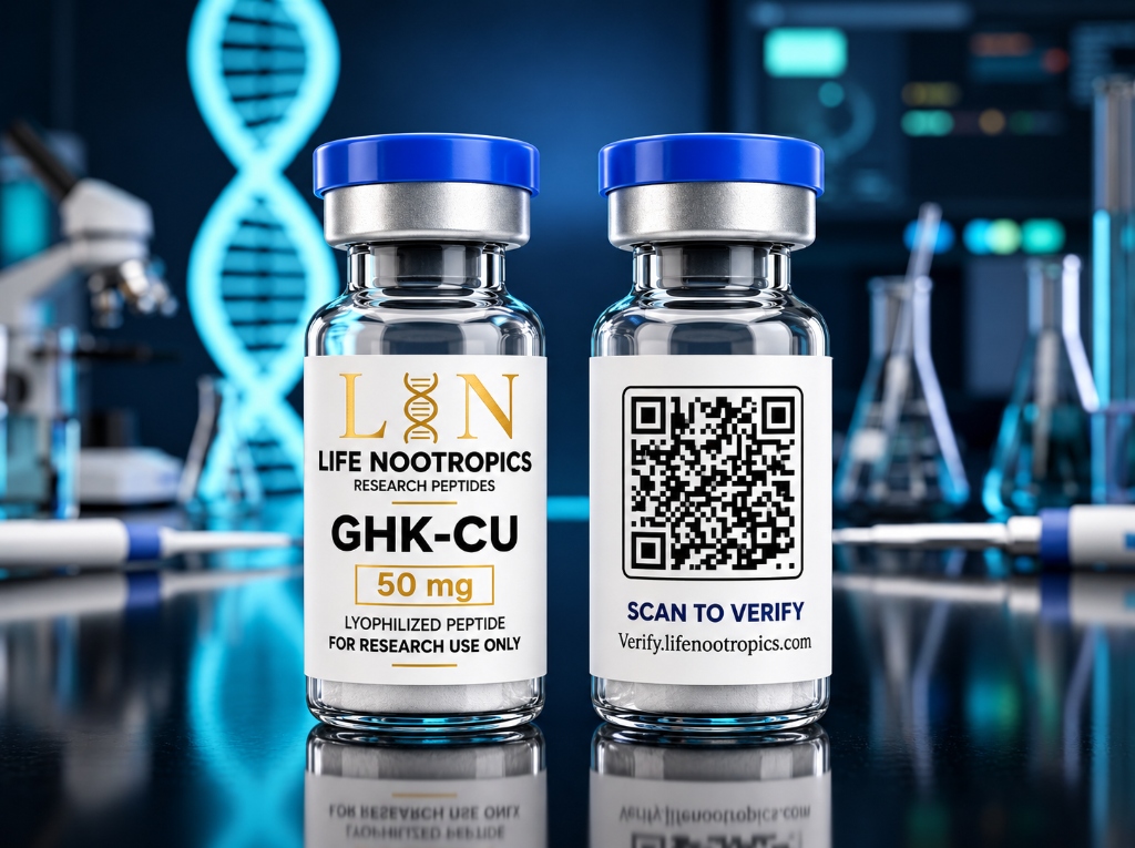 Life Nootropics GHK-Cu 50mg Dual Vials with QR Verification Code